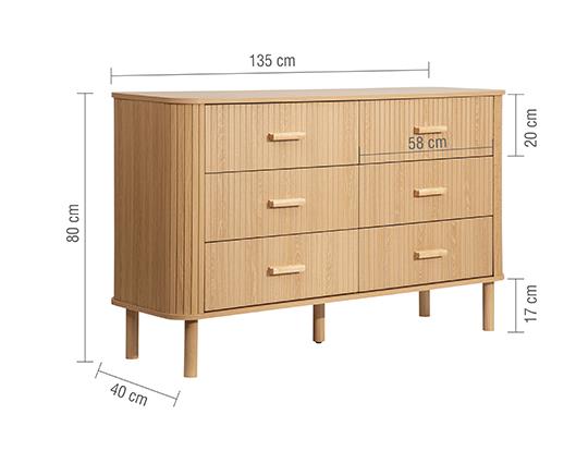Axel 6 Drawer Fluted Chest - Oak