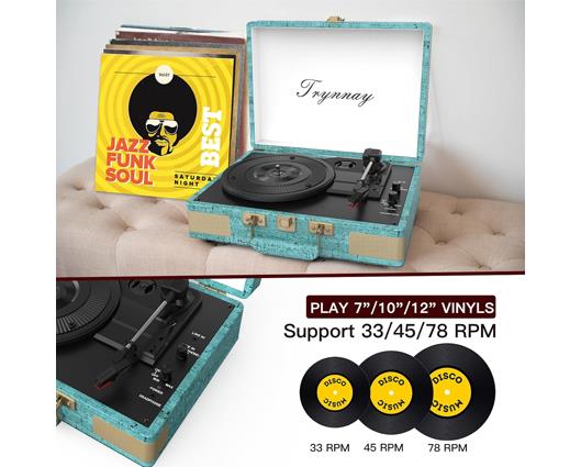 Trynnay Record Player - Sky Blue