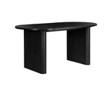 Axel Oval Fluted Dining Table with 2 Fabric Chairs and 1 Bench - Black