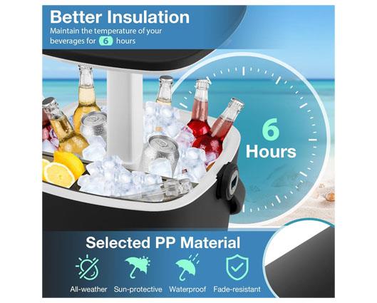 COSTWAY 15L Outdoor Pop up Ice Bucket Table