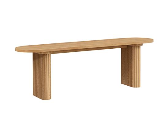 Axel Oval Fluted Dining Table with 2 Benches - Oak