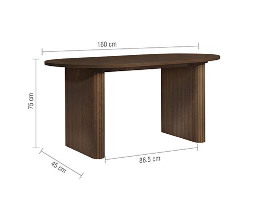 Axel Oval Fluted Dining Table with 4 Fabric Chairs - Walnut