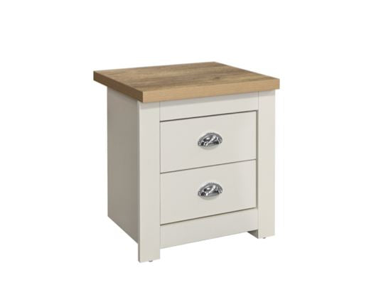 Harper 2 Drawer Bedside Table - Cream