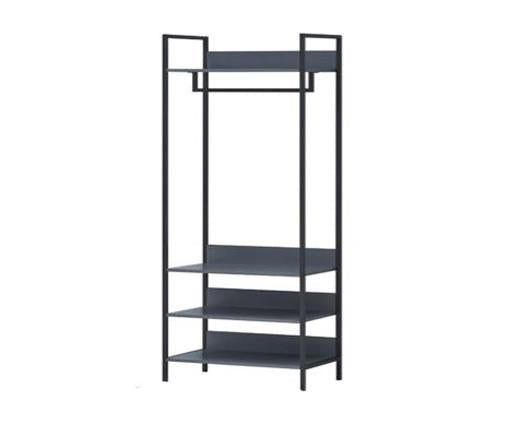Zulu Wide Open Wardrobe with 4 Shelves-Dark Grey