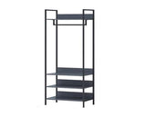 Zulu Wide Open Wardrobe with 4 Shelves-Dark Grey