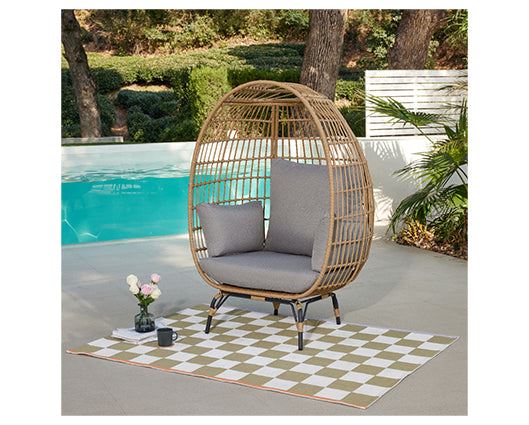 Antalya Natural Egg Chair L. Grey Cushion+ Cover