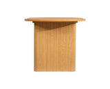 Axel Oval Fluted Dining Table with 2 Fabric Chairs and 1 Bench - Oak