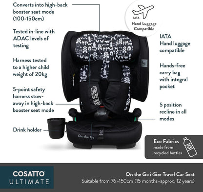 On the Go i-size Travel Car Seat - Itchy Feet Sky