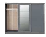 NEVADA 3 DOOR SLIDER WARDROBE - GREY GLOSS