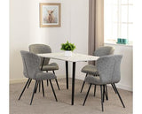 MARLOW & QUEBEC DINING SET (X4 CHAIRS) - WHITE MARBLE/GREY FAUX LEATHER