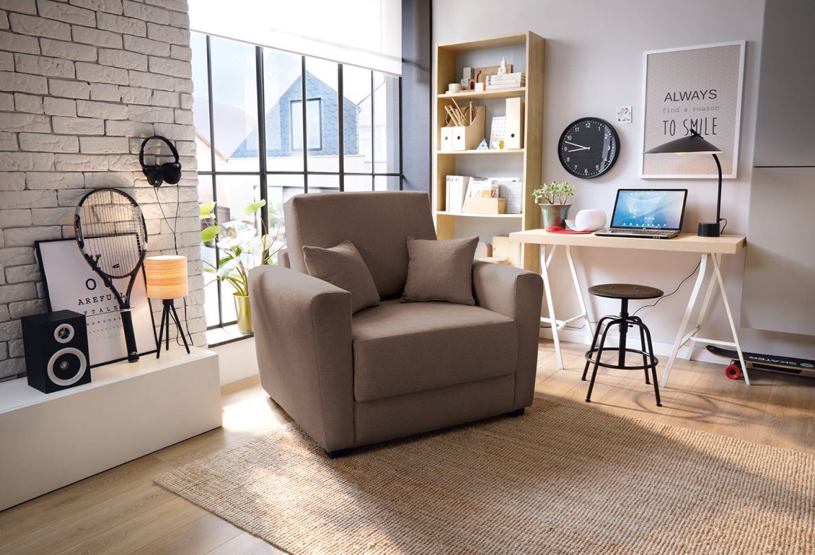 Owen Single Sofa Bed - Tan Brown