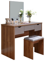 Ella Dressing Table Set- Walnut & Grey