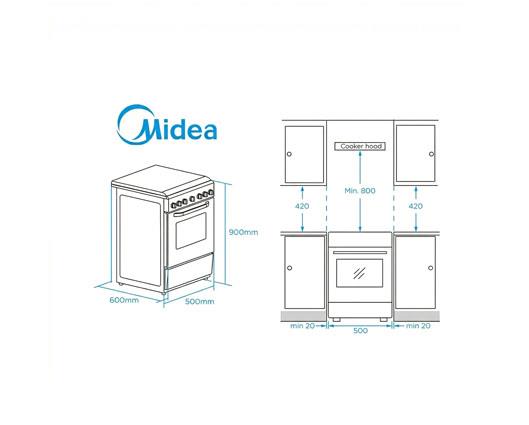 Midea MFO20DME4H109-WH 50cm Single Cavity Electric Cooker Solid plate Hob