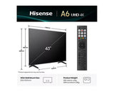 HISENSE 43A6QTUK A6Q 43" LED 4K HDR Smart TV with Freely