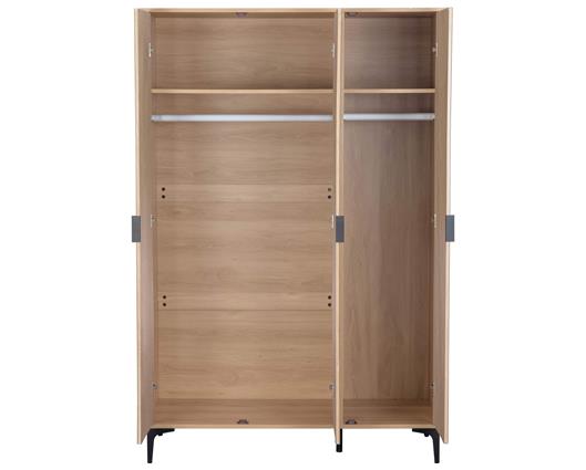 MIAMI 3 DOOR WARDROBE - OAK EFFECT/BLACK