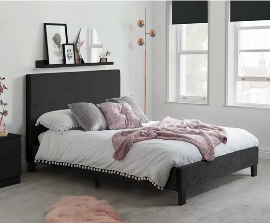 Berlin Single Bed - Black Crushed Velvet