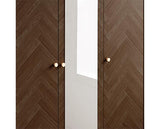 Herringford 3 Door Wardrobe with Mirror - Walnut