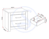 PORTLAND 2 DRAWER BEDSIDE - WHITE/OAK EFFECT