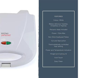 Lloytron E2605WH Kitchen Perfected White 2 Slice Sandwich Maker