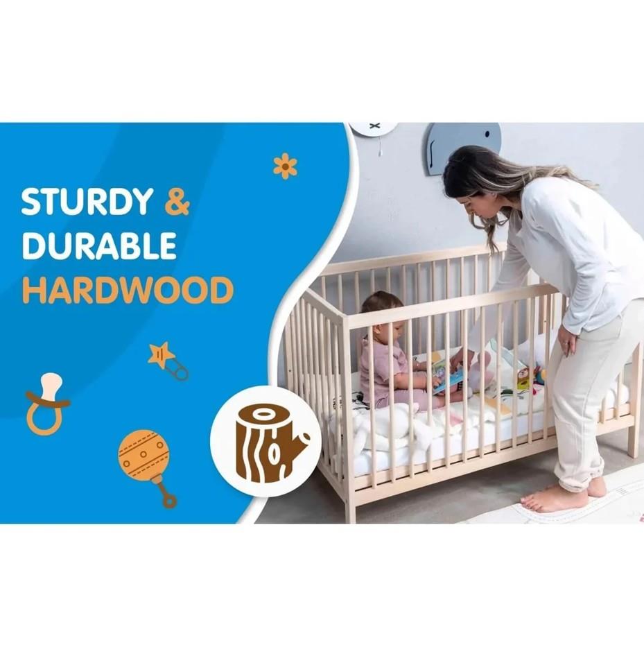 Ella Wooden Cot - 120 x 60 with Fibre Cot Mattress