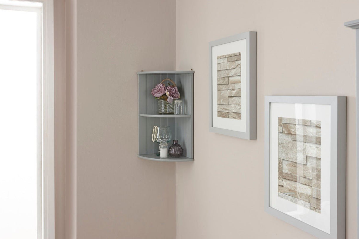 Classic Corner Wall Shelf Unit- Grey