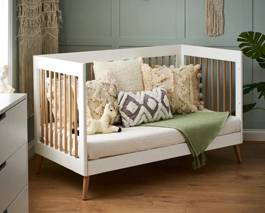 Maura Cot Bed - White with Natural