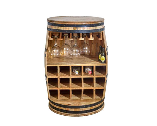 Sutton Solid Dark Wood Barrel Wine Sideboard