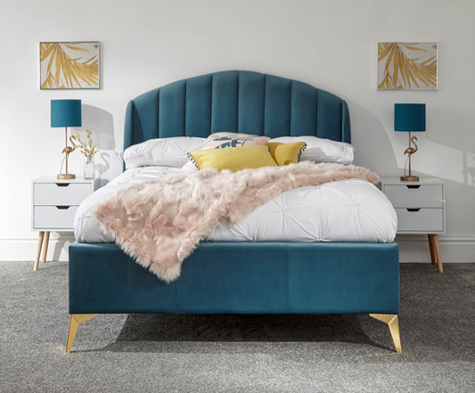 Pettine End Lift Double Ottoman Bed - Teal