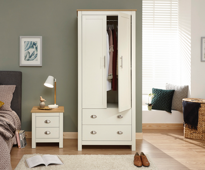 Lachlan 2 Door 2 Drawer Wardrobe- Cream