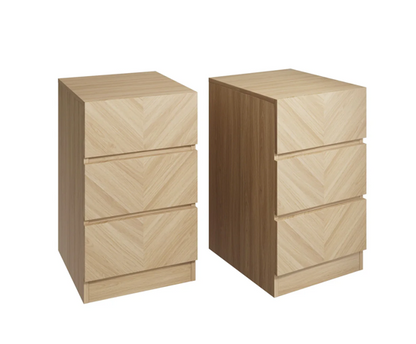 Ciaro 3 Drawer Bedside Table (Pair)- Euro Oak