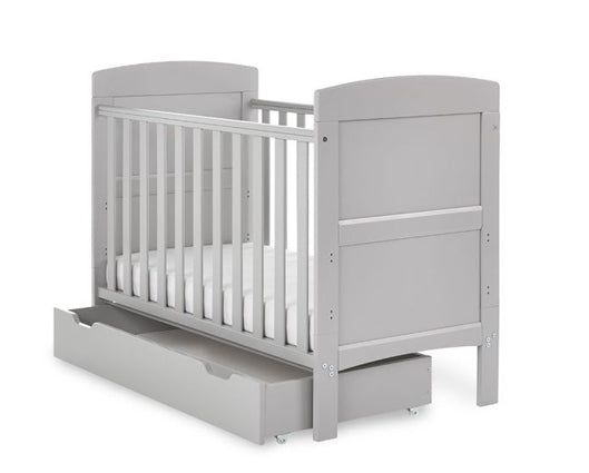 Grady Mini Cot Bed, Under Drawer + Fibre Mattress - Warm Grey