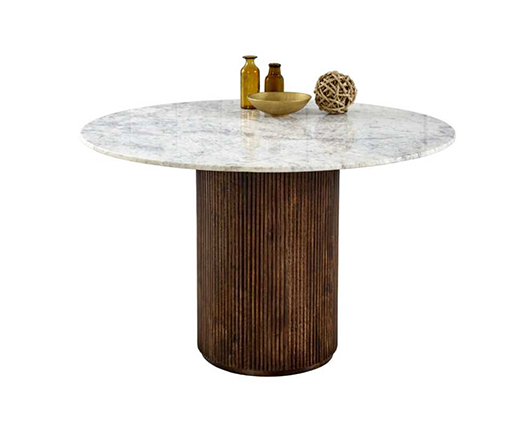 Olin Mango Wood Dining Table Round With Marble Top