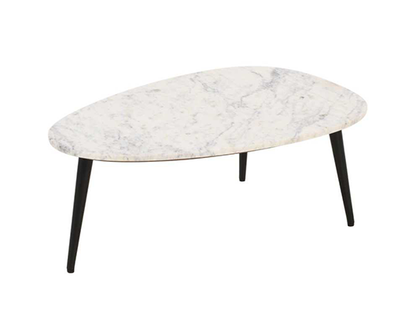 Olin Coffee Table With White Marble Top & Metal Legs