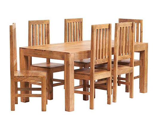 Tyler Light Mango 6 FT Dining Set with Wooden Chairs