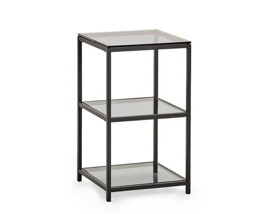 Corbin Tall Narrow Side Table- Smoked Glass