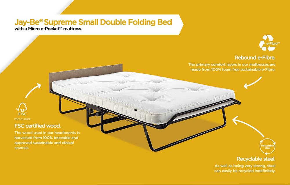 Jay-Be® Supreme Folding Bed with e-Pocket Sprung Mattress - Small Double