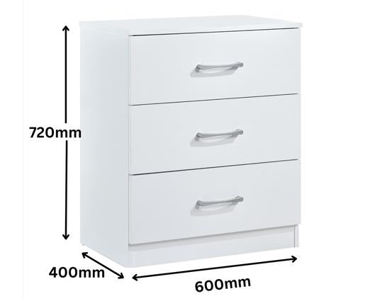 Highbury 3 Drawer Chest - White