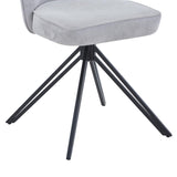 Aspen swivel dining chairs, light grey cord fabric with black metal legs (pair)