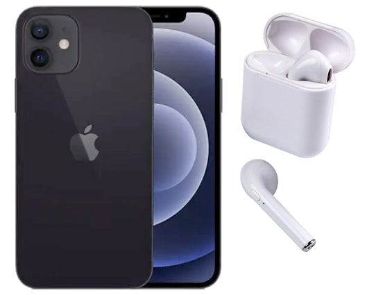 Refurbished Apple iPhone 12 64GB Black with Wireless Headphones