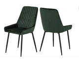 ATHENS ROUND & AVERY DINING SET (X4 CHAIRS) - CONCRETE/EMERALD GREEN VELVET