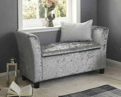 Vanessa Window Seat-Grey Crushed Velvet