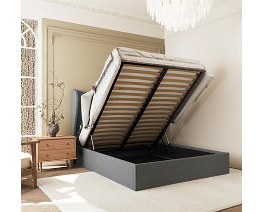 VERONA 4'6" OTTOMAN BED - GREY FABRIC