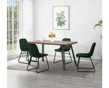 QUEBEC WAVE & LUKAS DINING SET (X4 CHAIRS) - MEDIUM OAK EFFECT/EMERALD GREEN VELVET