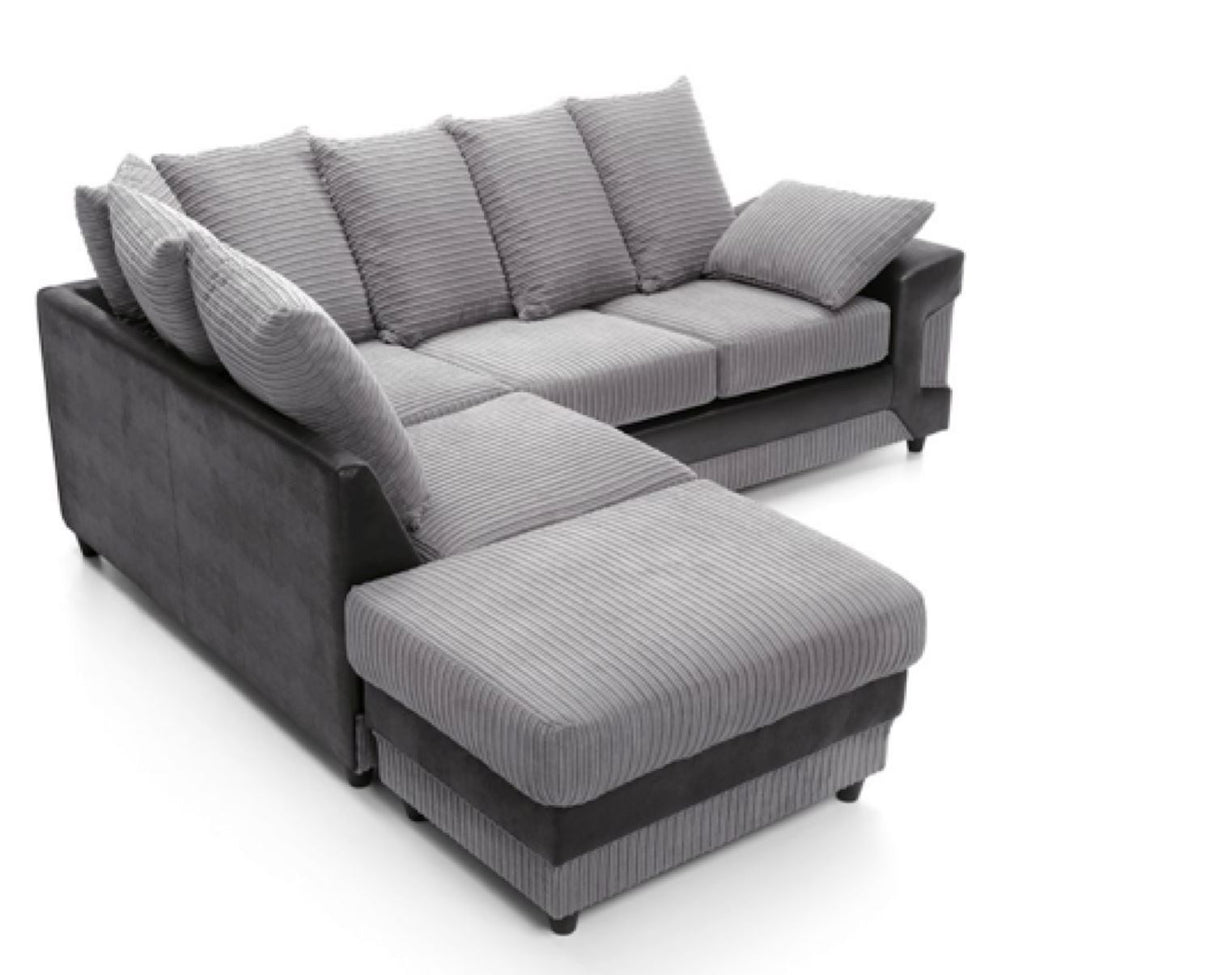 Dulcie Left Hand Facing Corner Sofa - Black & Charcoal