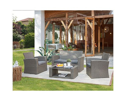 Vegas Black 4PC Lounger w/ Cream Cushions