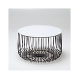 Emberly Large Cage Table Marble Top Black Frame