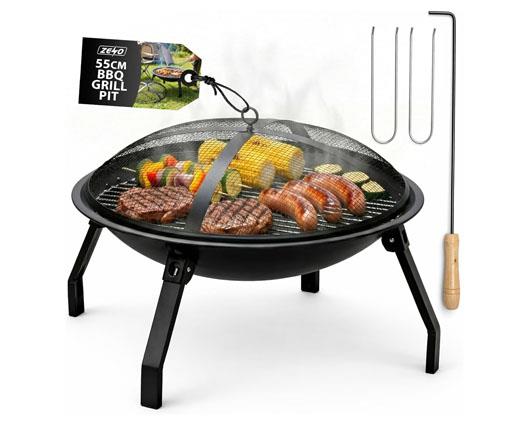 ZENO Round Fire Pit - 3 in 1 Heater/Grill/BBQ with Accessories
