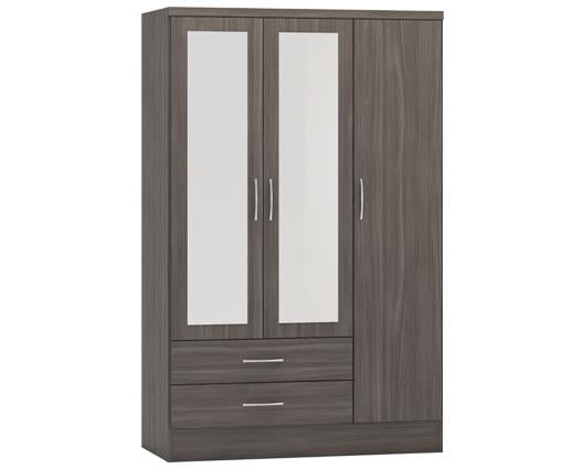 NEVADA 3 DOOR 2 DRAWER WARDROBE - BLACK WOOD GRAIN