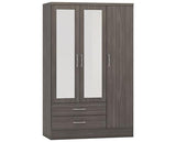 NEVADA 3 DOOR 2 DRAWER WARDROBE - BLACK WOOD GRAIN