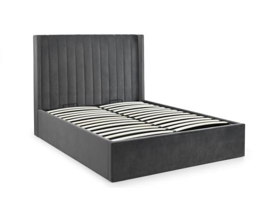 Logan Scalloped Headboard Storage Super King Bed - Grey